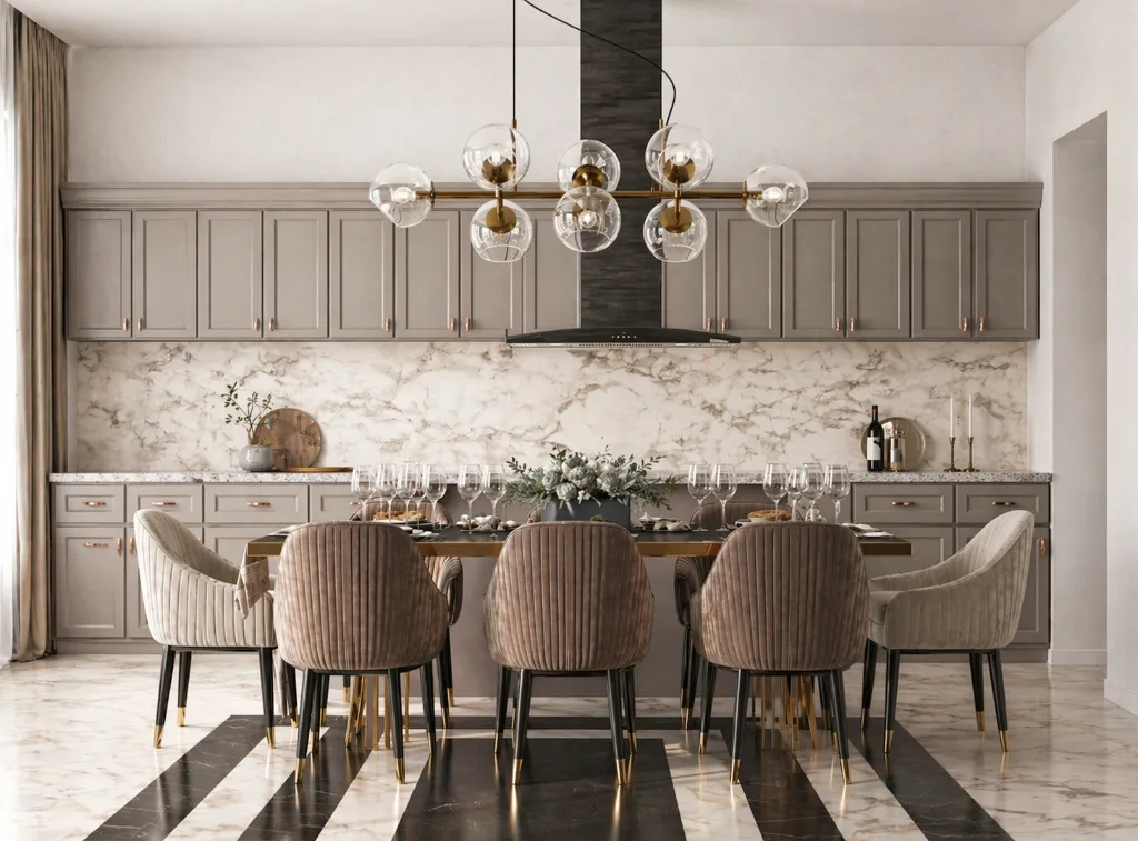 Contemporary Marble Dining Suite