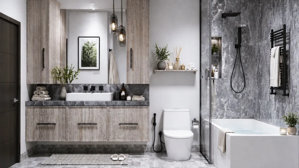 Marble & Bleached Oak Master Ensuite