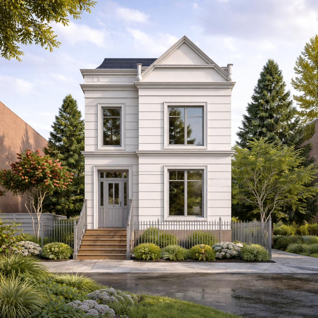 Neoclassical Townhouse at Dusk