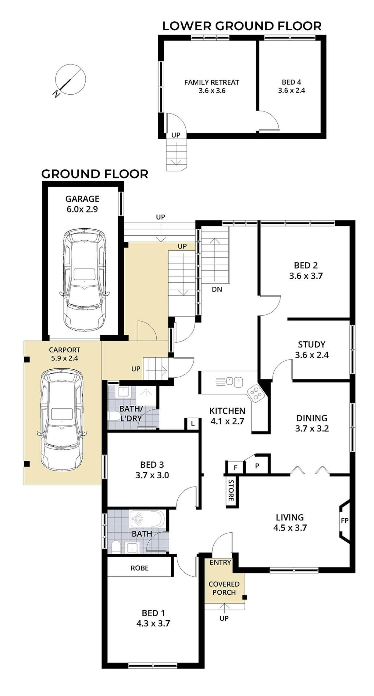 Floor Plan — Black & White 1