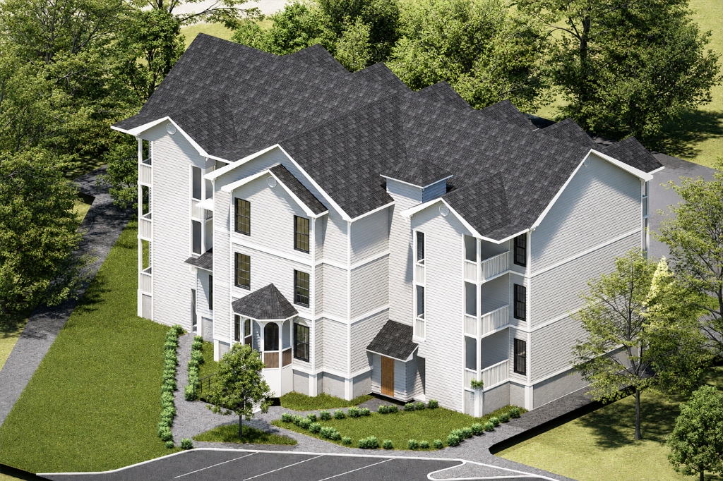 Multi-Family Residential Aerial View - Aerial Render