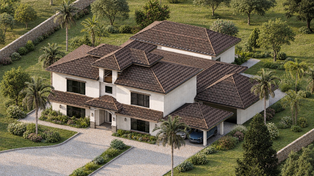Mediterranean Villa Aerial View - Aerial Render