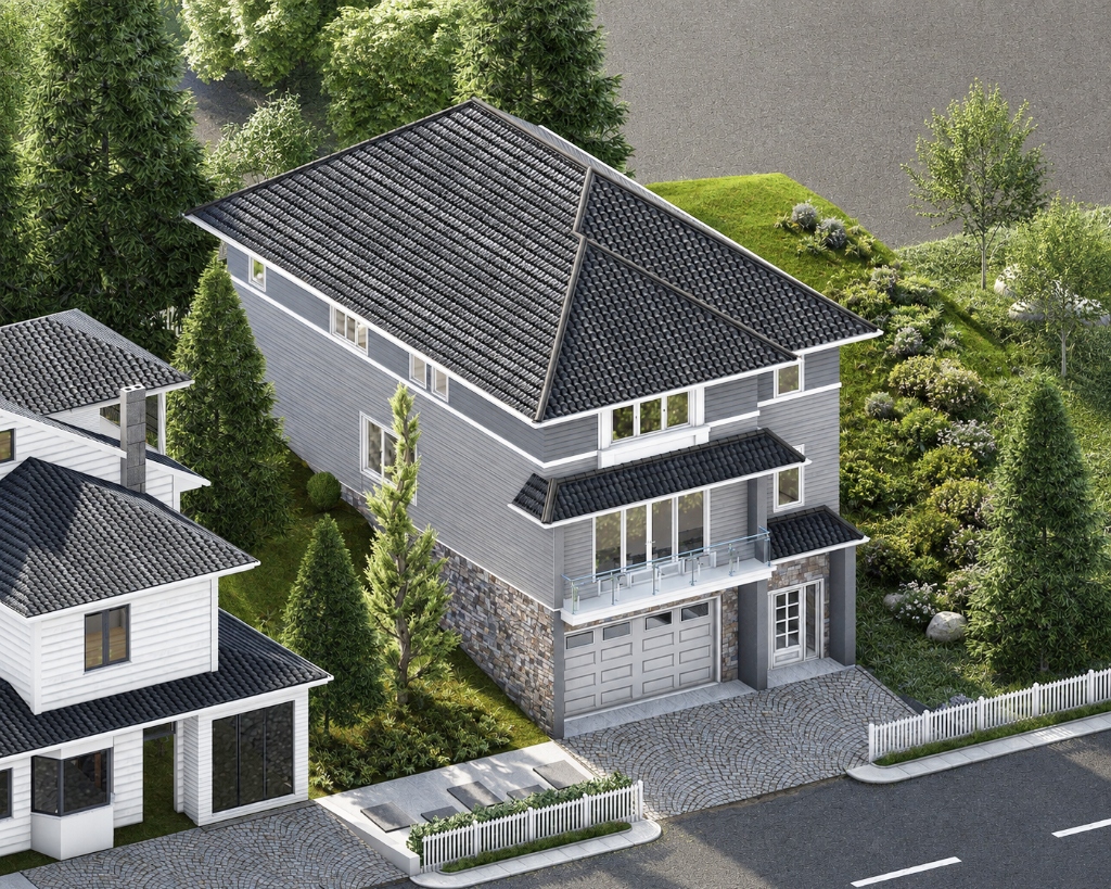 Suburban Townhouse Aerial View - Aerial Render