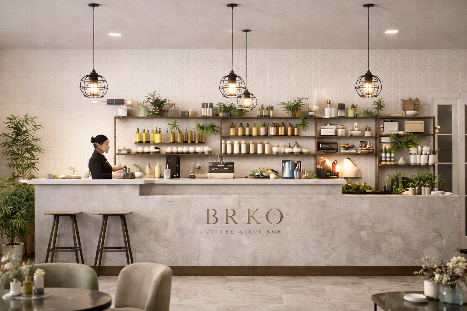 Cafe Interior — Full Floor Layout
