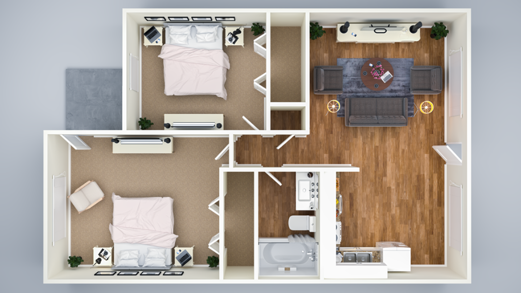 3D Illustrated Color Floor Plan
