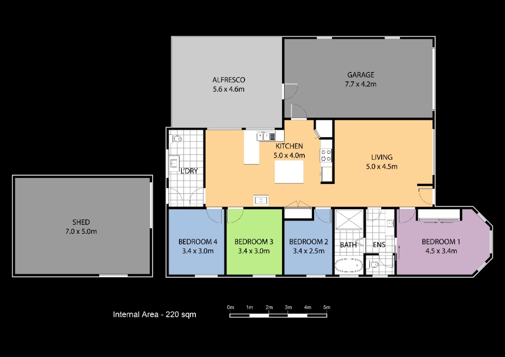 Color Floor Plan with Dimensions