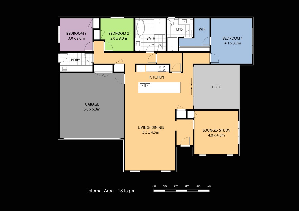Zoned Color Floor Plan