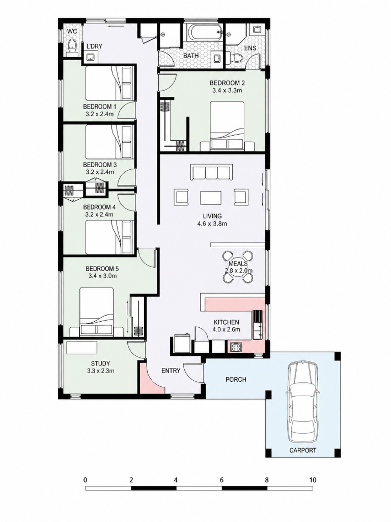 Detailed 5-Bedroom Residence Plan