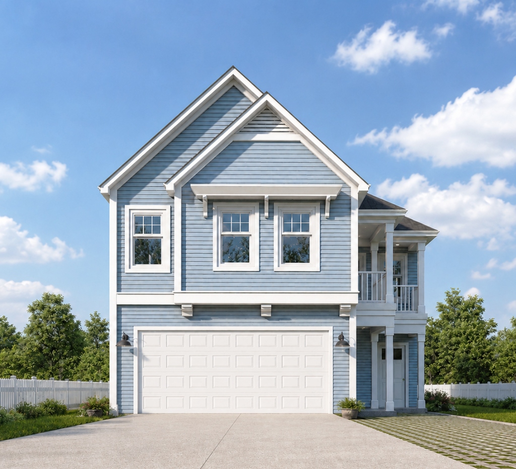 Classic Coastal Residence - Front Elevation - Exterior Residential Render
