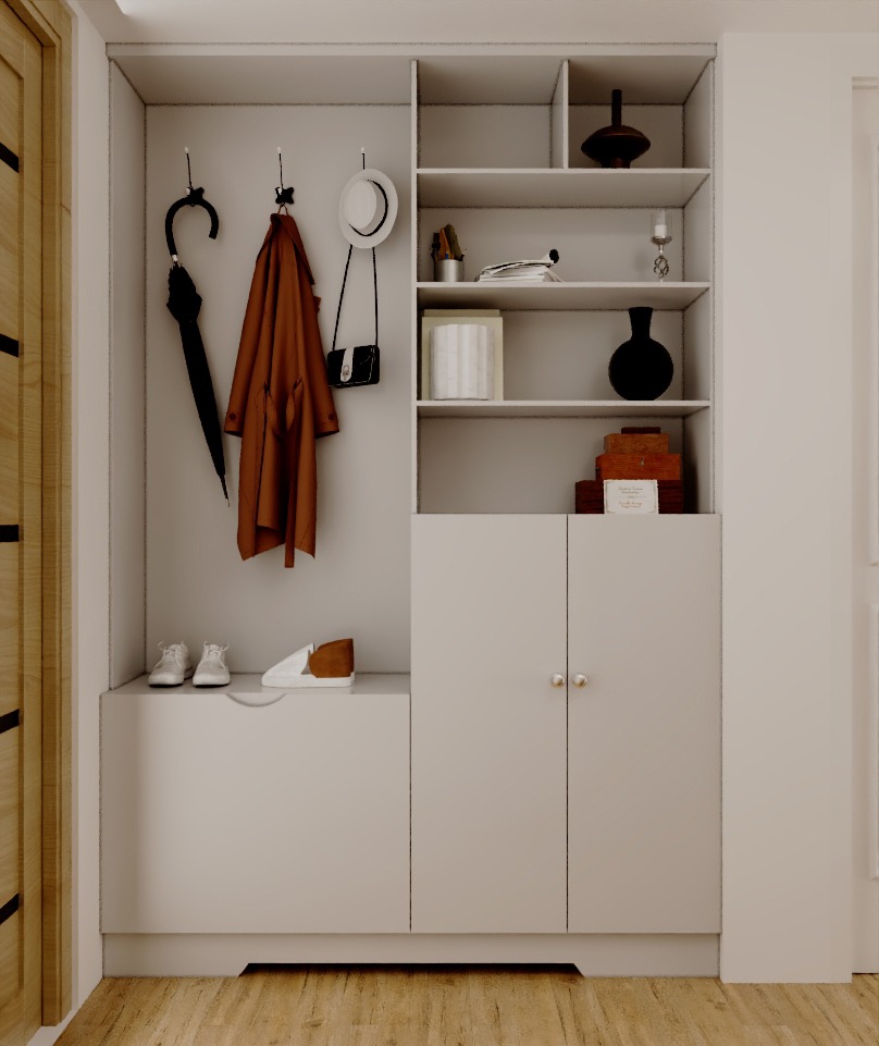 Custom Mudroom & Entryway Built-in Storage - Residential Interior Render