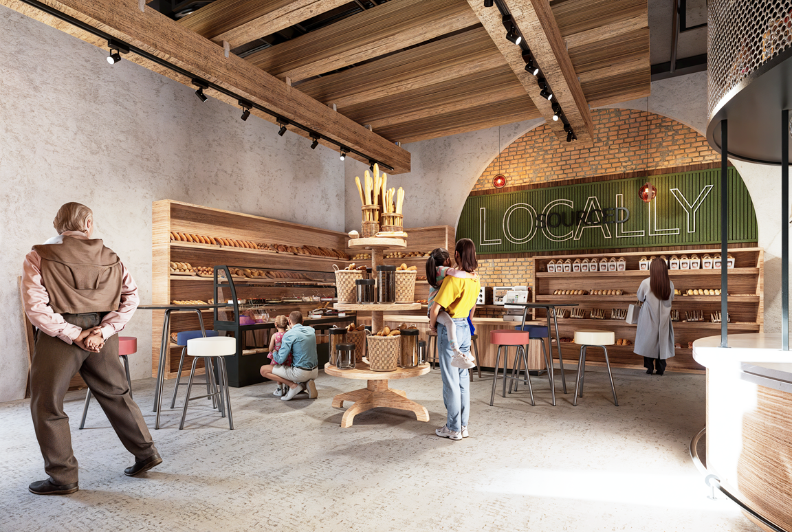 Retail Market Interior — Aisle View